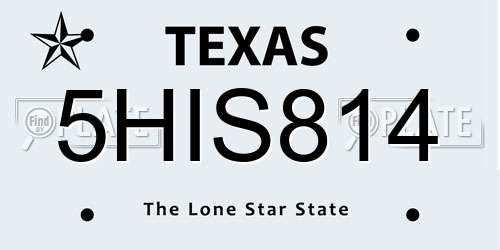 5HIS814 Texas License Plate