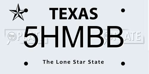 5HMBB Texas License Plate