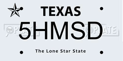 5HMSD Texas License Plate