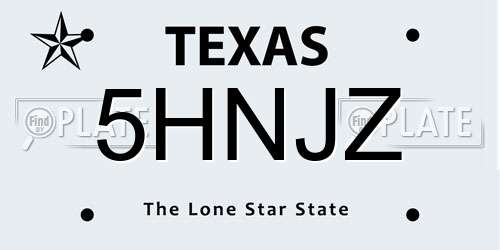 5HNJZ Texas License Plate