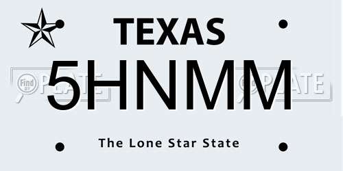 5HNMM Texas License Plate