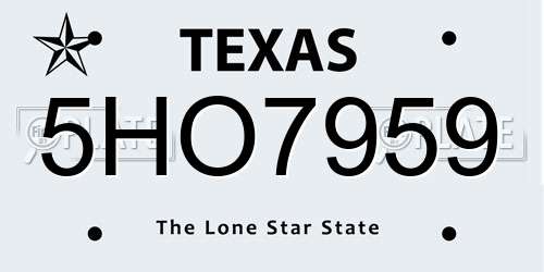 5HO7959 Texas License Plate