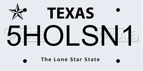 5HOLSN1 Texas License Plate