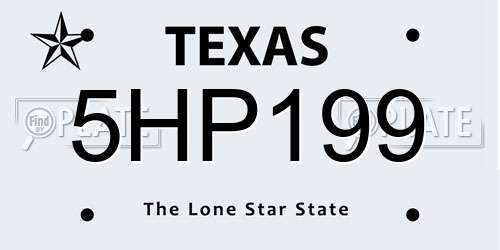 5HP199 Texas License Plate