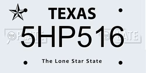 5HP516 Texas License Plate