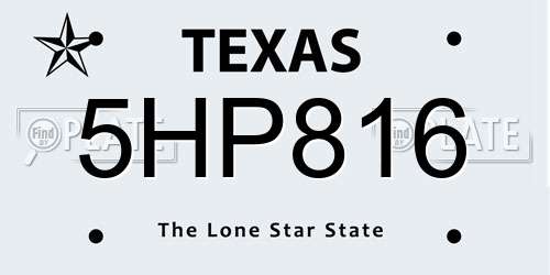 5HP816 Texas License Plate