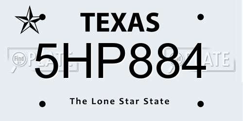 5HP884 Texas License Plate