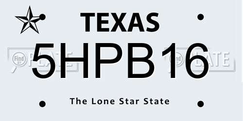 5HPB16 Texas License Plate