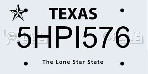5HPI576 Texas License Plate
