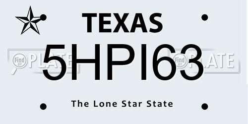 5HPI63 Texas License Plate
