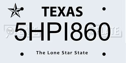 5HPI860 Texas License Plate