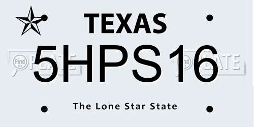 5HPS16 Texas License Plate