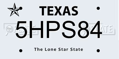 5HPS84 Texas License Plate