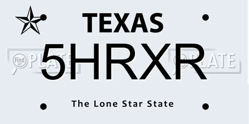 5HRXR Texas License Plate
