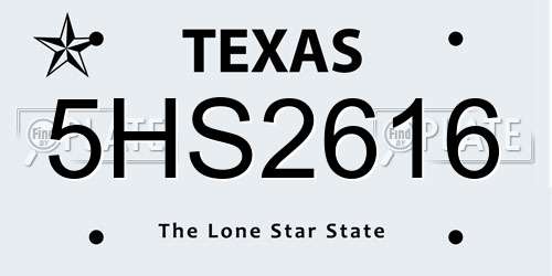 5HS2616 Texas License Plate