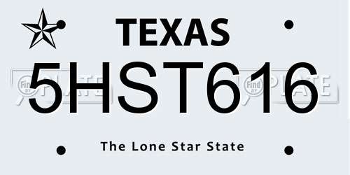 5HST616 Texas License Plate