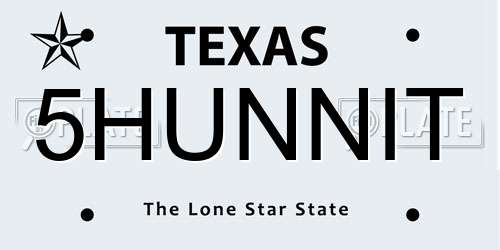 5HUNNIT Texas License Plate