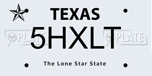 5HXLT Texas License Plate