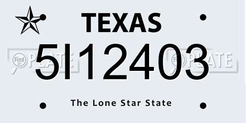 5I12403 Texas License Plate