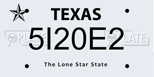 5I20E2 Texas License Plate