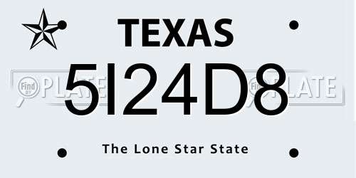 5I24D8 Texas License Plate