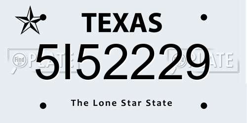 5I52229 Texas License Plate