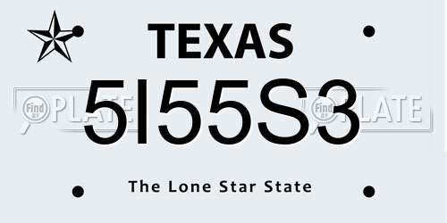 5I55S3 Texas License Plate