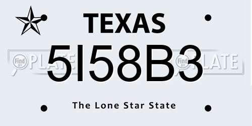 5I58B3 Texas License Plate