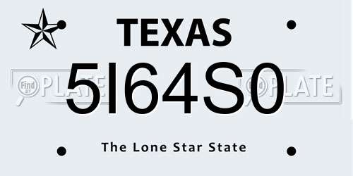 5I64S0 Texas License Plate
