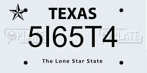 5I65T4 Texas License Plate