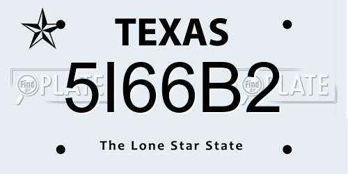 5I66B2 Texas License Plate