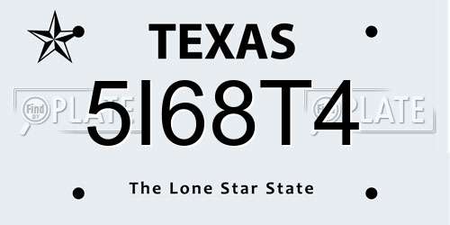 5I68T4 Texas License Plate