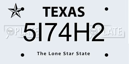 5I74H2 Texas License Plate