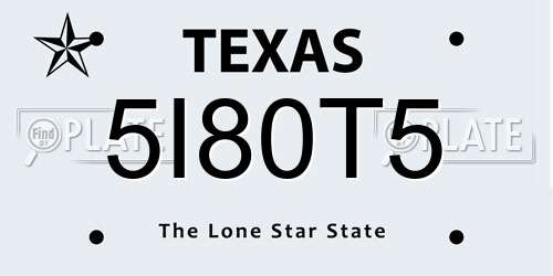 5I80T5 Texas License Plate