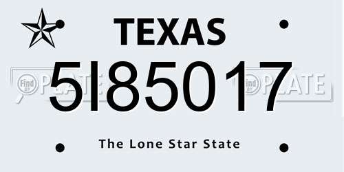 5I85017 Texas License Plate