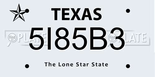 5I85B3 Texas License Plate