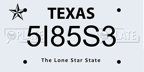 5I85S3 Texas License Plate