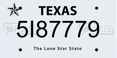 5I87779 Texas License Plate