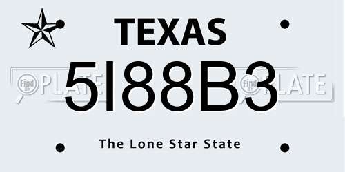 5I88B3 Texas License Plate