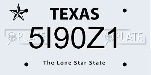 5I90Z1 Texas License Plate