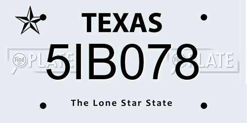 5IB078 Texas License Plate