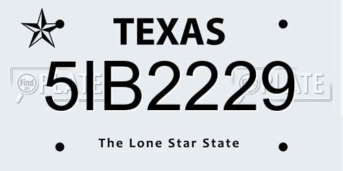 5IB2229 Texas License Plate
