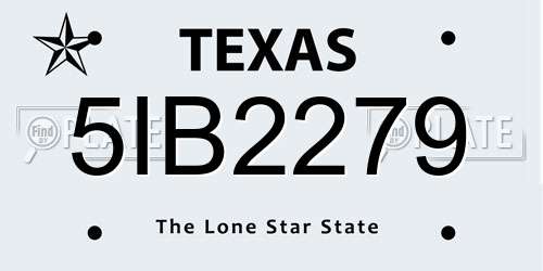 5IB2279 Texas License Plate