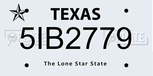 5IB2779 Texas License Plate