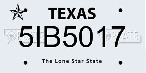 5IB5017 Texas License Plate