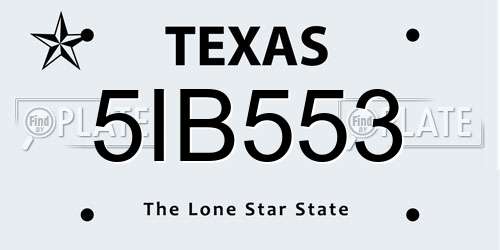 5IB553 Texas License Plate