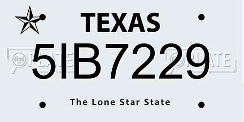 5IB7229 Texas License Plate