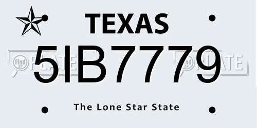 5IB7779 Texas License Plate