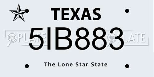 5IB883 Texas License Plate