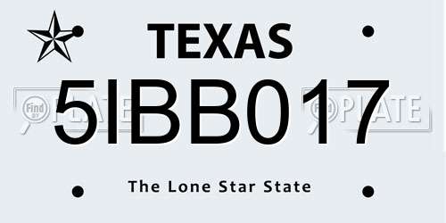 5IBB017 Texas License Plate